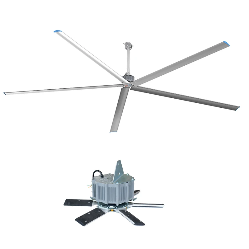 AirTS Industrial HVLS Fan 24ft Low Noise Operation with 5 Plastic Blades for Restaurants and Farms Big Ceiling