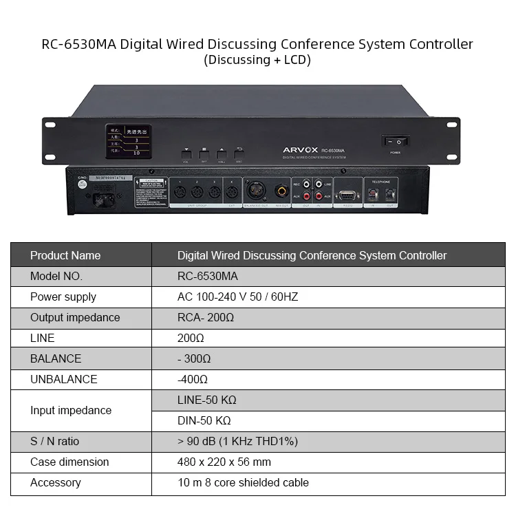 RC-6540MU Digital Wired Video-Tracking Conference Discussion System For Meeting Room With Usb Recording Controller