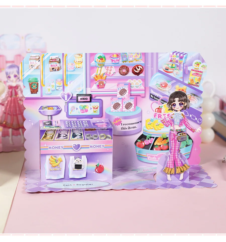 Double layer 3D cartoon dolls decorative sticker Kids princess girls dress up stickers Kids DIY match crafts