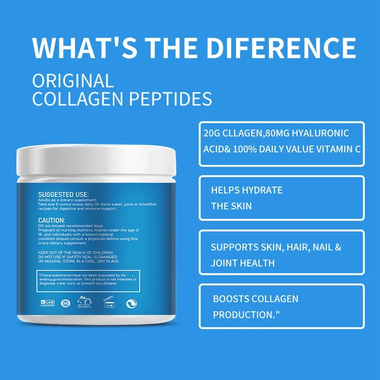 Private Label Biotin Supplement Hydrolysed Collagen Peptides Powder for Whitening Skin