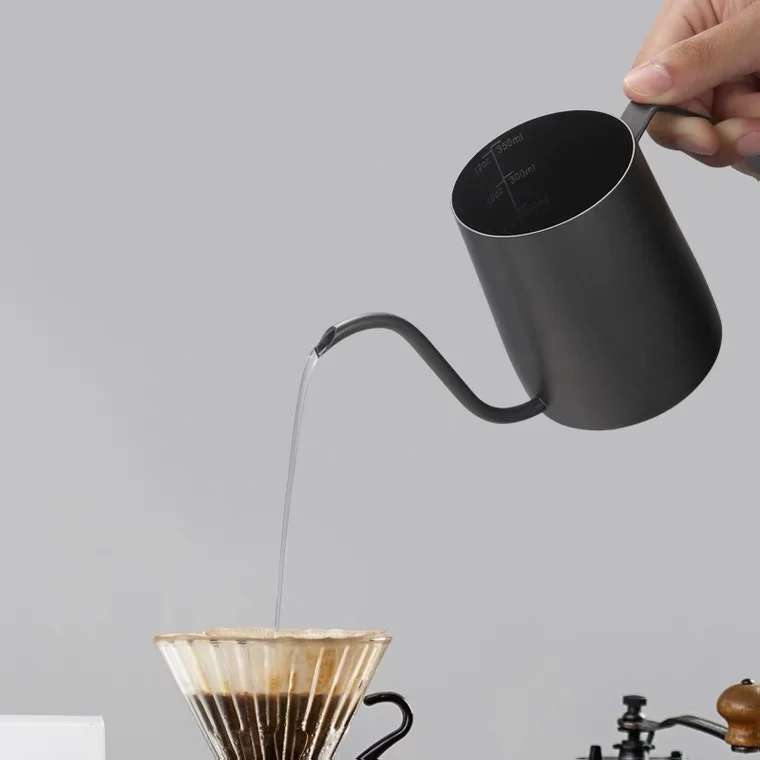 High Quality Pour Over Coffee Pot 350ml 600ml Portable Tea Pot Kettle Matt Black Stainless Steel