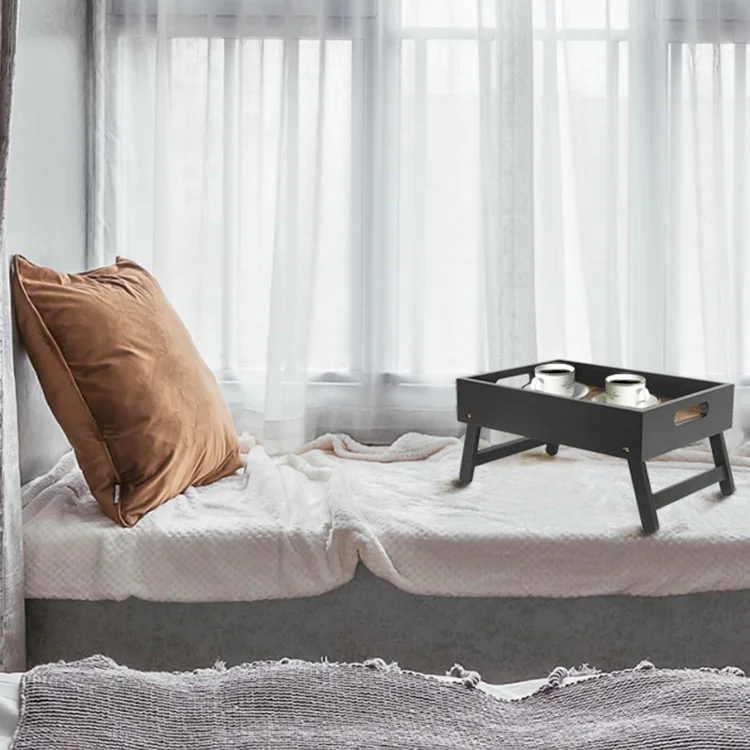 Bed Table Serving Wood Tray with Handle Wooden Tray for Breakfast