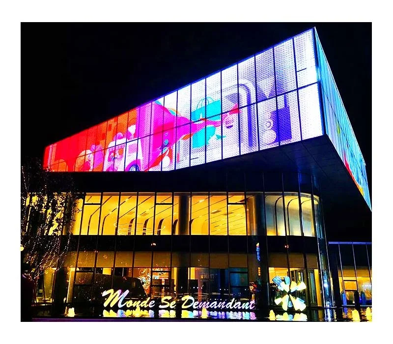 P3.91-7.81 Outdoor curtain glass led display Indoor Mesh transparent led film screen