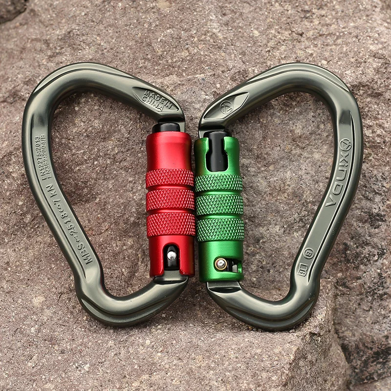 XINDA 25kN CE UIAA certified large opening 7075 aluminum auto lock twist carabiner for climbing working at height