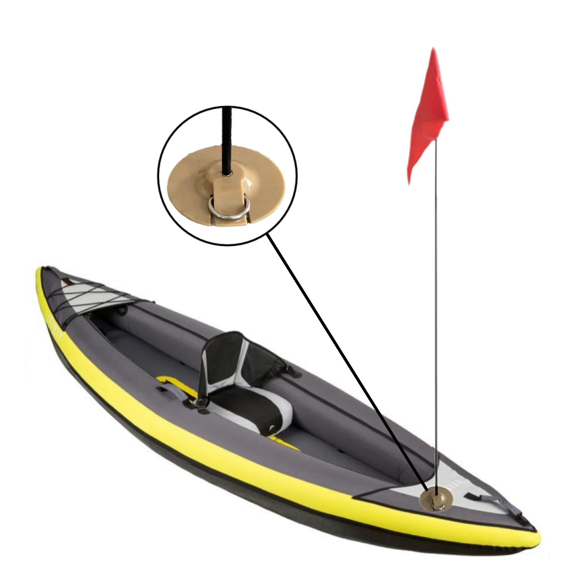 Hot Sale  3 Section Folding kayak safety flag pole DIY flags with removable mount base