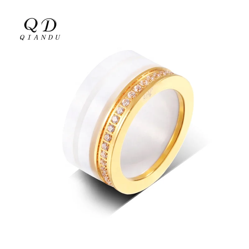 2023 Valentine 18k Gold Plated Wedding Ring for Men Eternity Band Ring Reinforced Ceramic Stainless Steel Jewelry
