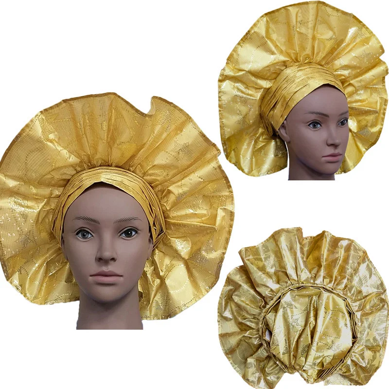 Unique Design Fashion Exaggerated African Turban Women Round Sego Already Made Headtie Turban