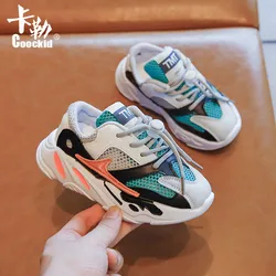 Модная кожаная разноцветная детская повседневная обувь на липучке для мальчиков