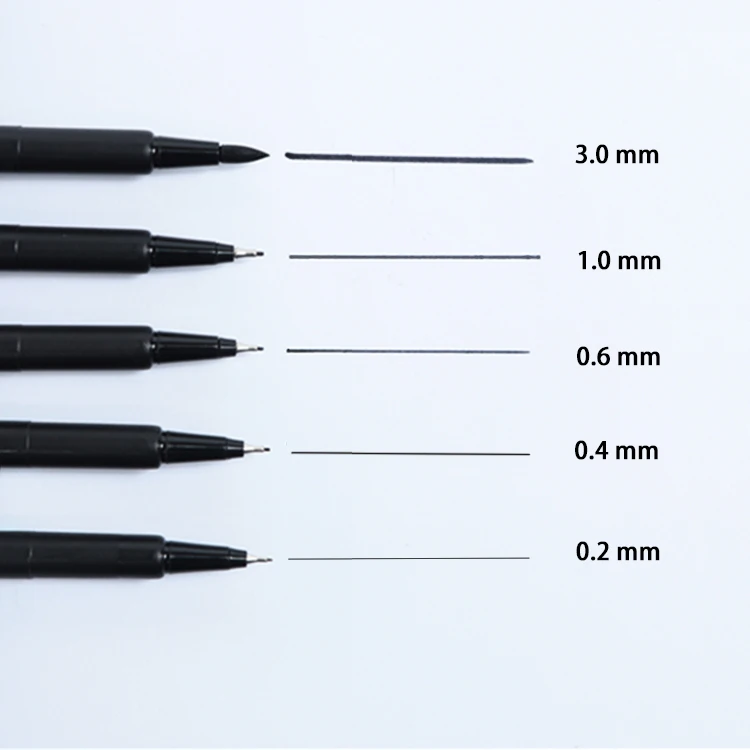 0.2 /0.4/0.6/1.0/3.0mm Colorful Fineliner Marker Pen Black Calligraphy Brush Color Fineline Art Marker Pen Set For Office School
