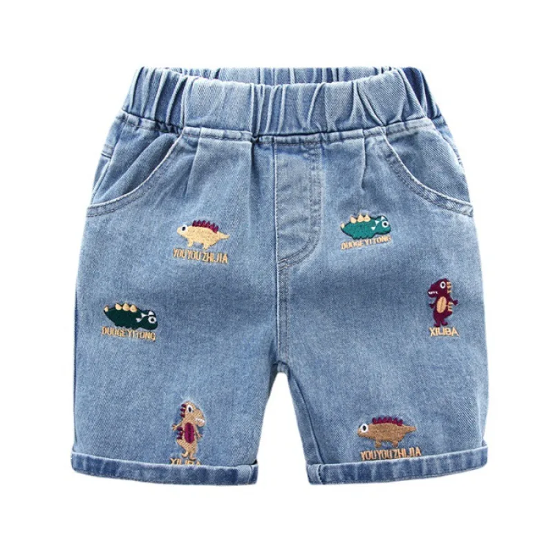 Toddler Boys Kids Short Jeans Pants Children Denim Cartoon Knee Length Jeans Trousers