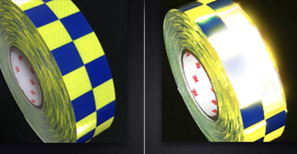  PVC Yellow Black Reflective Tape Checked Safety reflective truck