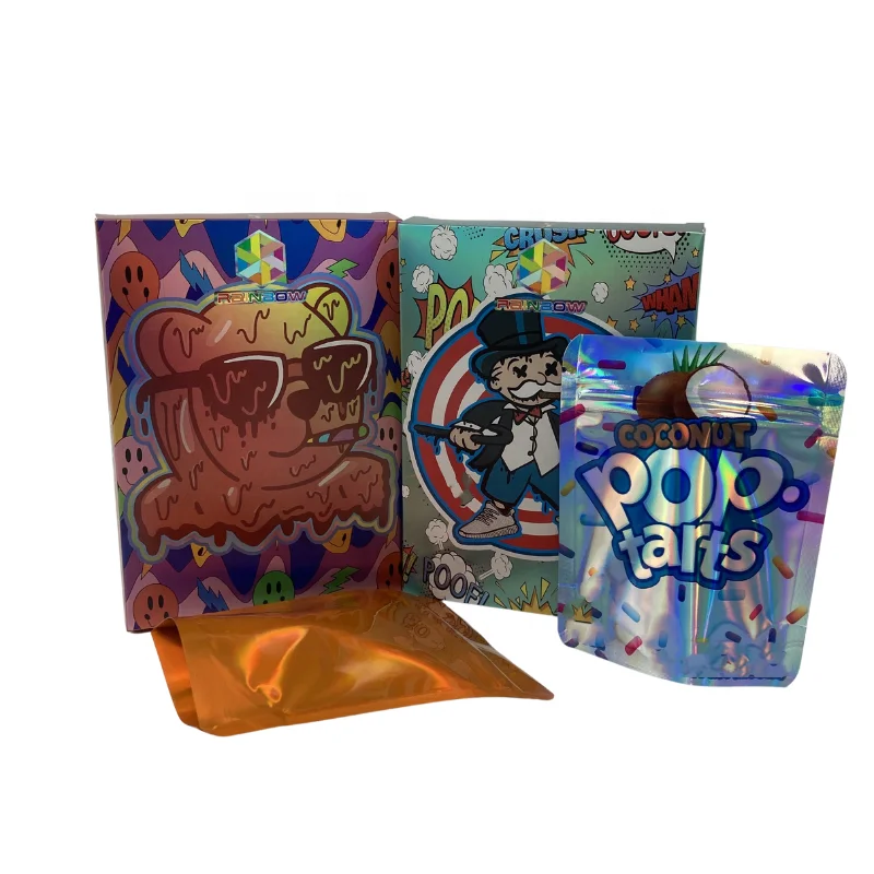 New  Paper Packaging Retail Packaging 3.5g Packaging  Customized 3.5g Box and Matching Bag Fully Color Printing Cereal Box.