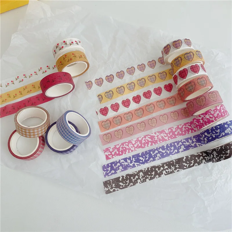 Kpop washi tape stickers black and white plaid Klein blue hand-painted vintage washi tape decorative dot masking tape