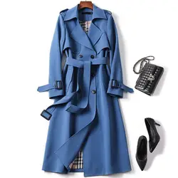 New Korean Mid-length Trench Coat for Women 2023 Popular British Over-the-knee Overcoat for Spring Autumn