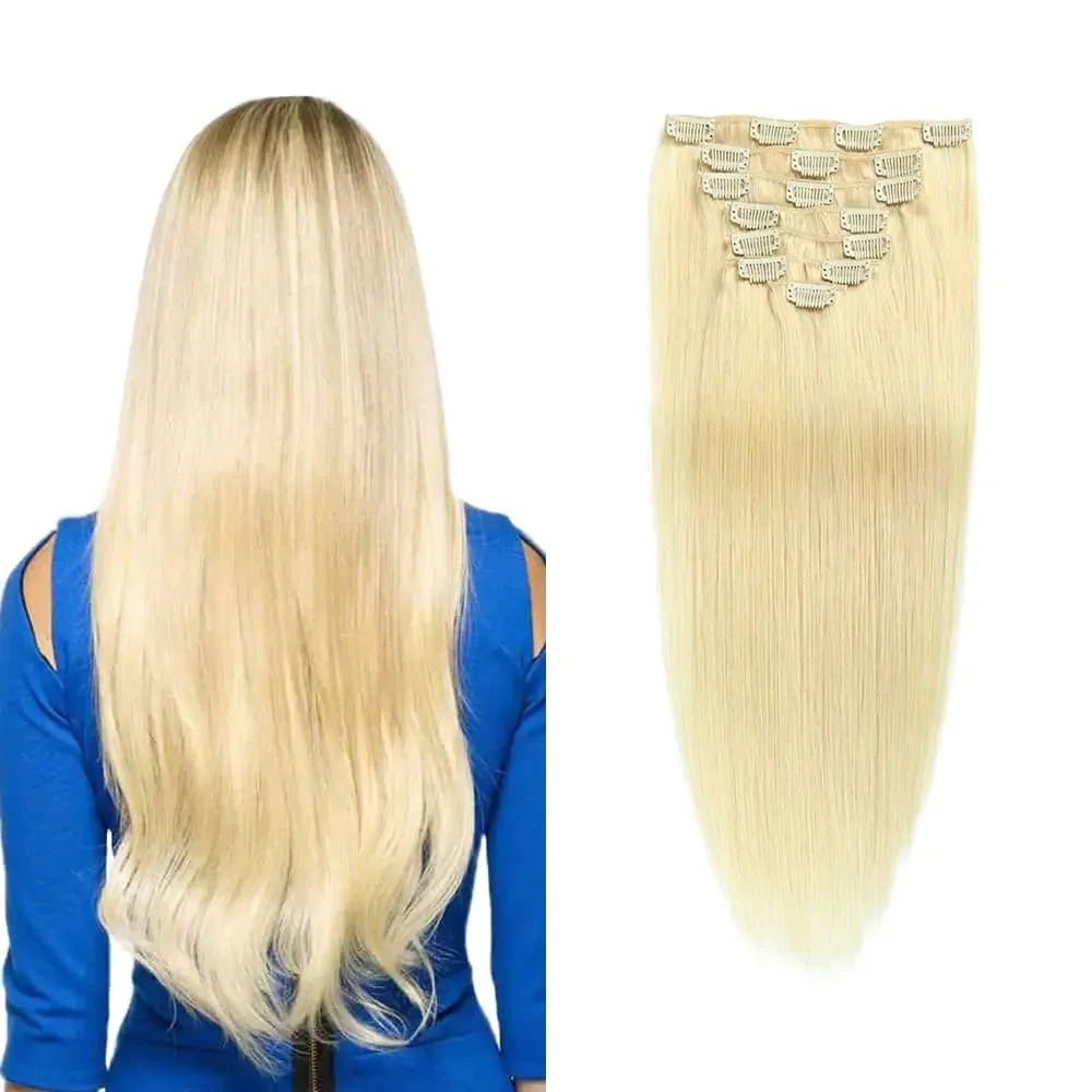 Wholesale 100% virgin Remy Clip in Human Hair Extensions Double Drawn  Brazilian Human Hair Clip in extension
