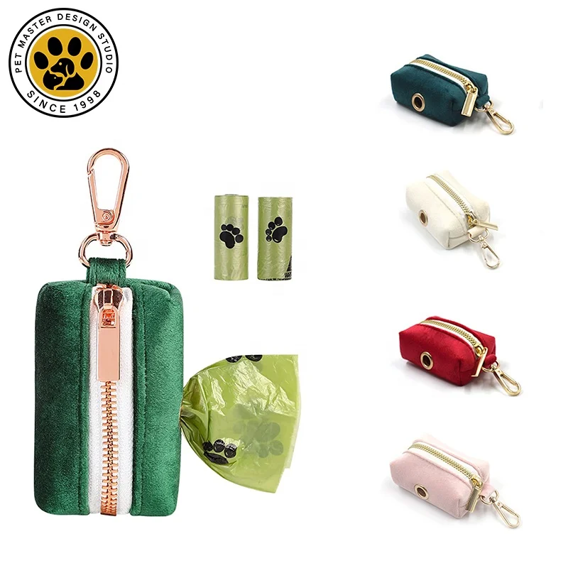 SinSky Soft Velvet Outdoor Dog Poop Bag Holder Puppy Portable Poop Bag Dispenser Outdoor Corduroy Pick Up Poop Bag
