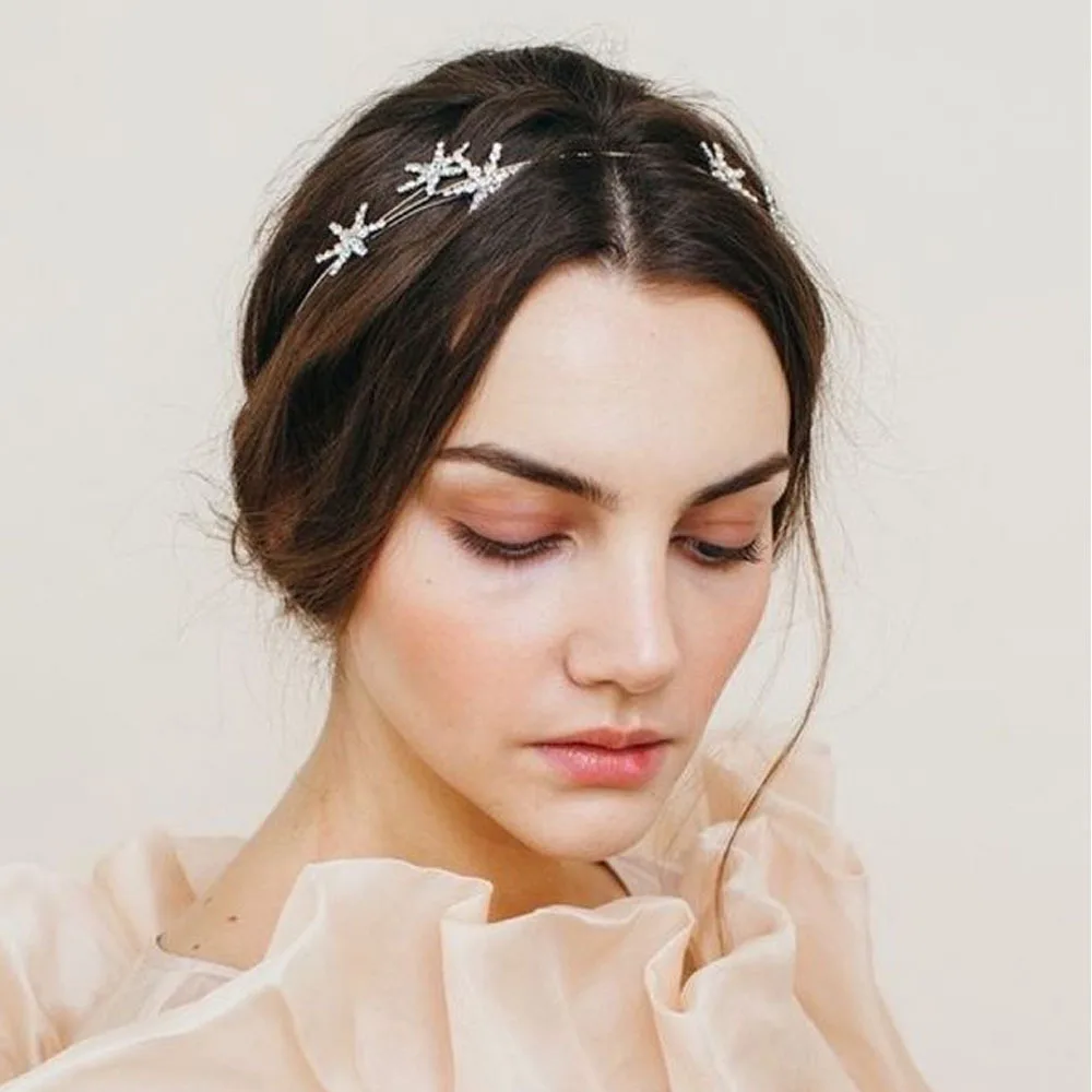 XUNBEI Fashion Gold Sliver Color Metal Star Hairband for Women Wedding Hair Accessories Tiara Elegant Girls Headband