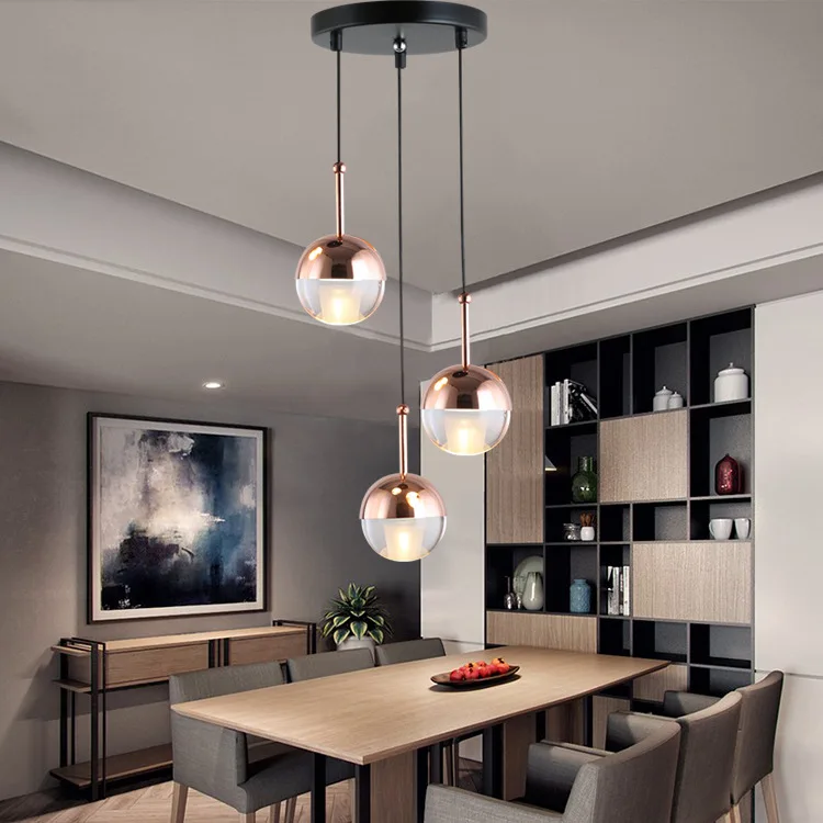 Modern crystal led ball shape glass high ceiling pendant lamp home kitchen lamps decor vintage chandelier