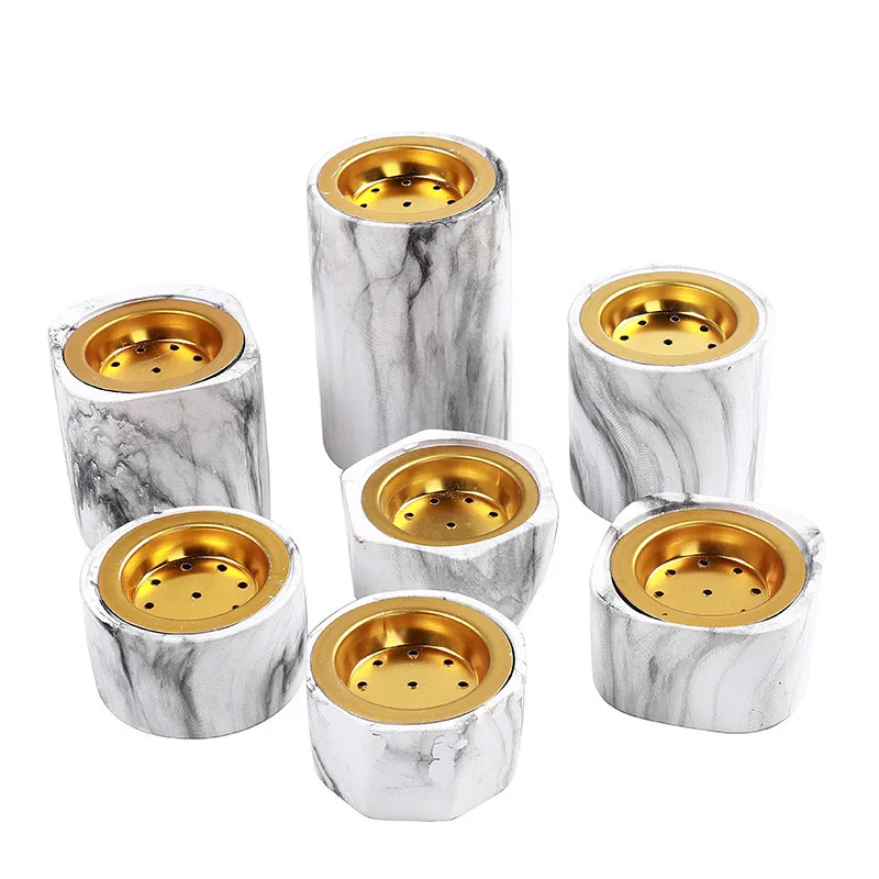 Ywbeyond Wholesale Cheap Gray Marbling Columnar Ceramic Candle Holder Arabian Incense and Incense Burner For Wedding Home Decor
