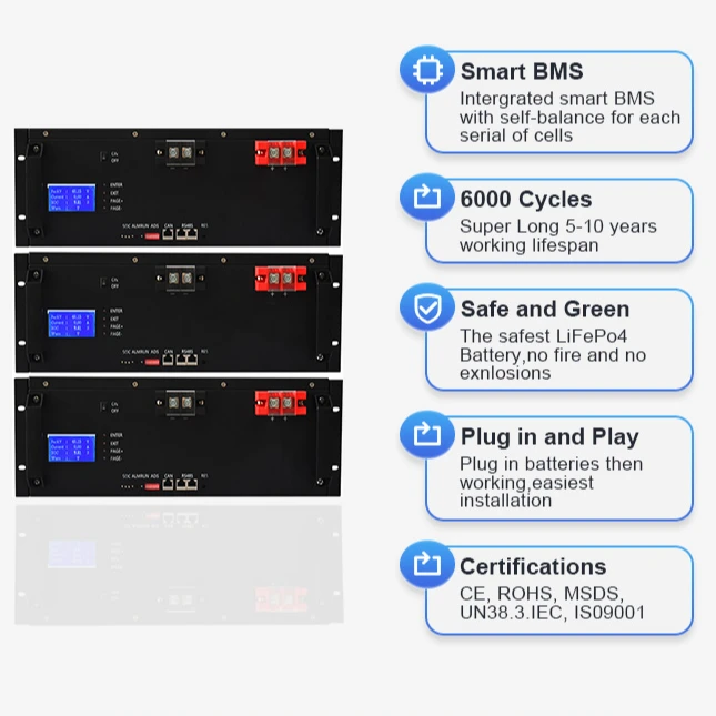 24V 100AH 48V 200Ah Home Power Storage System Lifepo4 Lithium Battery Pack Household Rack Mounted Solar Energy Storage Battery