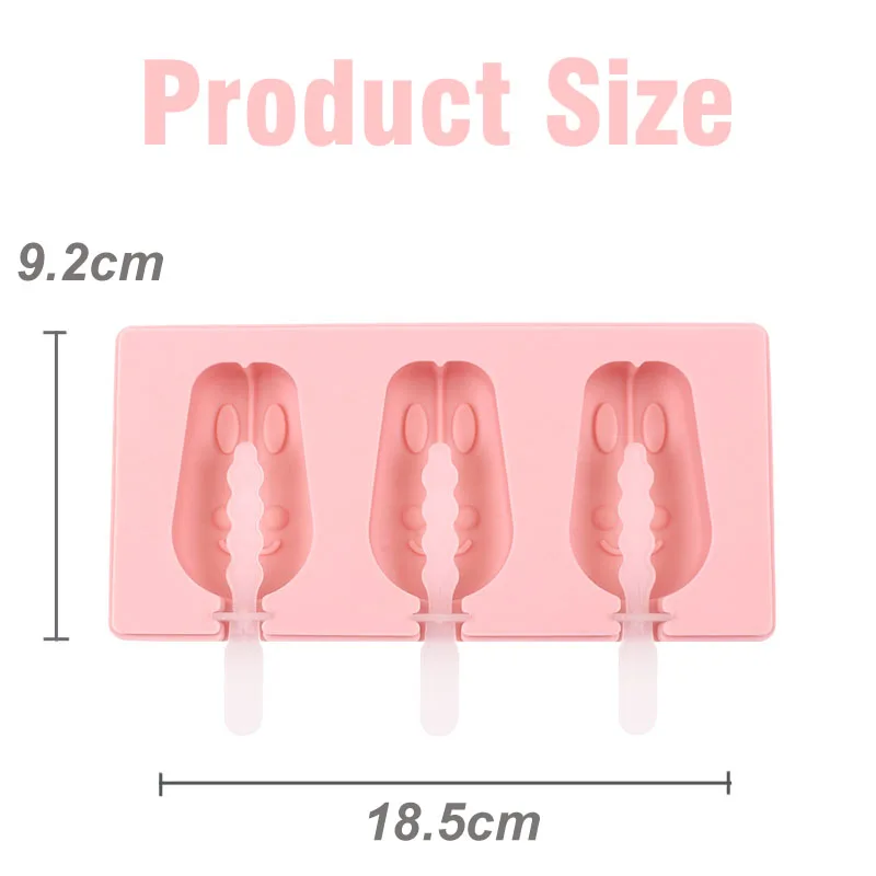 BPA Free cartoon shape DIY silicone ice pop cube tray popsicle maker ice cream mold with lid sticks