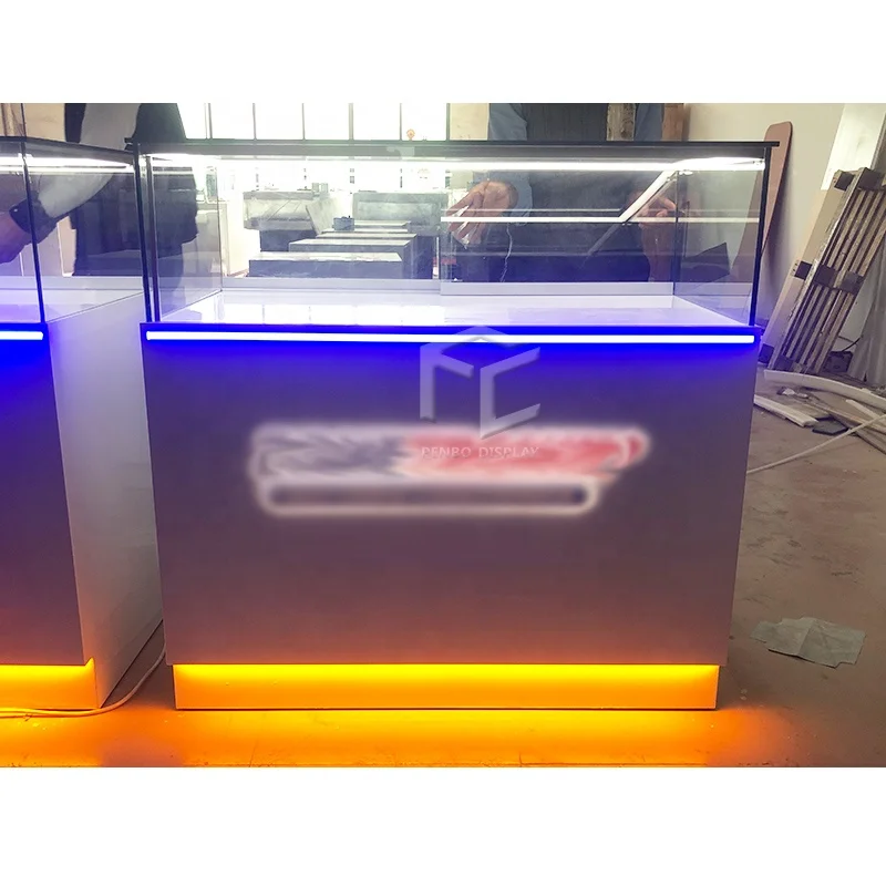 Wholesale Custom Dispensary Smoke Shop Showcase Counter Cabinets Led Retail Display Showcase Tobacco Smoke Shop Store Fixture