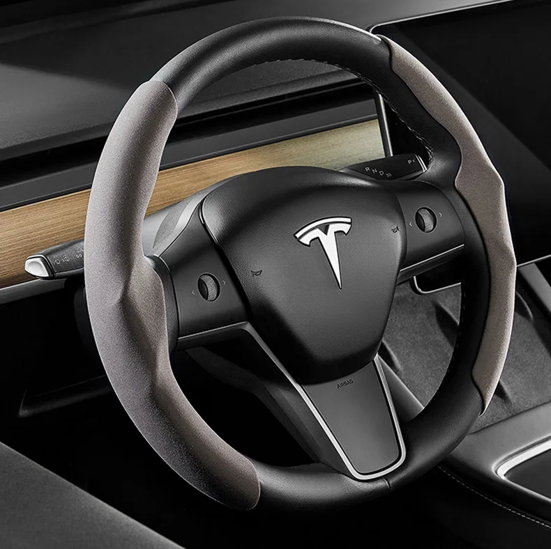 Чехол на руль EVBASE Tesla замша алькантара материал под заказ для модели 3 Y протектор автомобильного колеса аксессуары 2