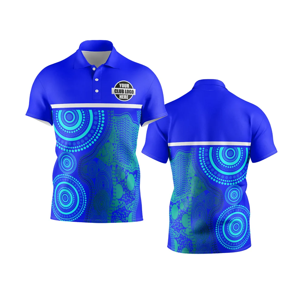 Aussie Aborigines Clothes Custom Digital Printing Golf Polo T Shirt Custom Polo Shirt For Men Blue