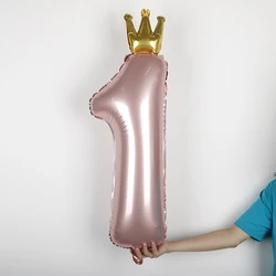36 inch candy powder blue number crown foil balloon one year old children happy birthday party scene decoration balloon supplies