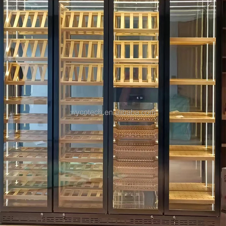 Роскошный винный холодильник на заказ, шкафчик для вина, охладитель для вина с рамой из нержавеющей стали, стеклянные двери, латунные охладители для винного погреба