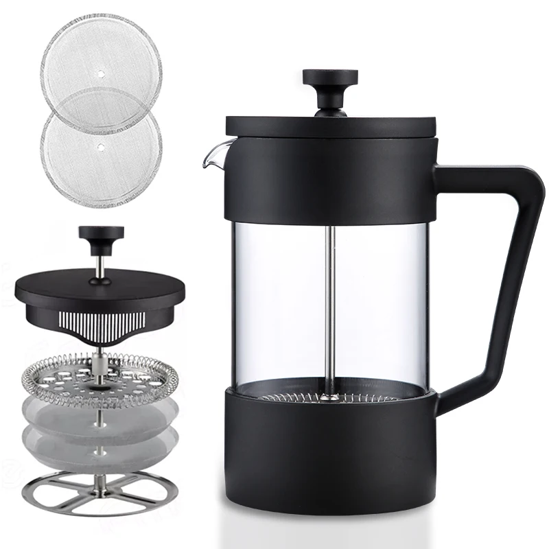 Amazon Hot Sale Stock 350ml 600ml 800ml French Press BPA-Free Sustainable Material Prensa Francesa French Coffee Press