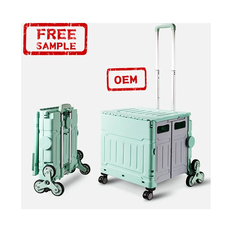 Pull rod storage box Foldable small cart with wheels Outdoor Camping picnic storage Car trunk Shuffling book box