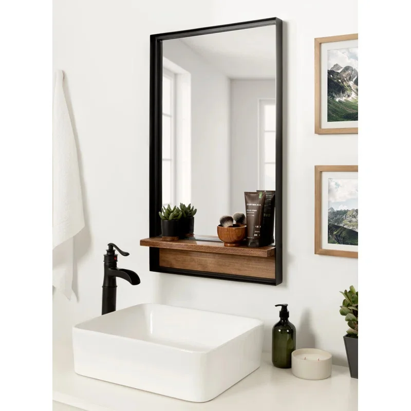 Our factory directly supplies bath wall-mouned mirrors miniature makeup mirror with led light