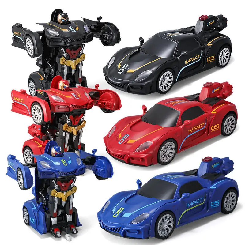 Cool Robots  Remote Control Sports Vehicle Model Car One Button Transformation Stunt Car With Light RC Deformation Spray Car