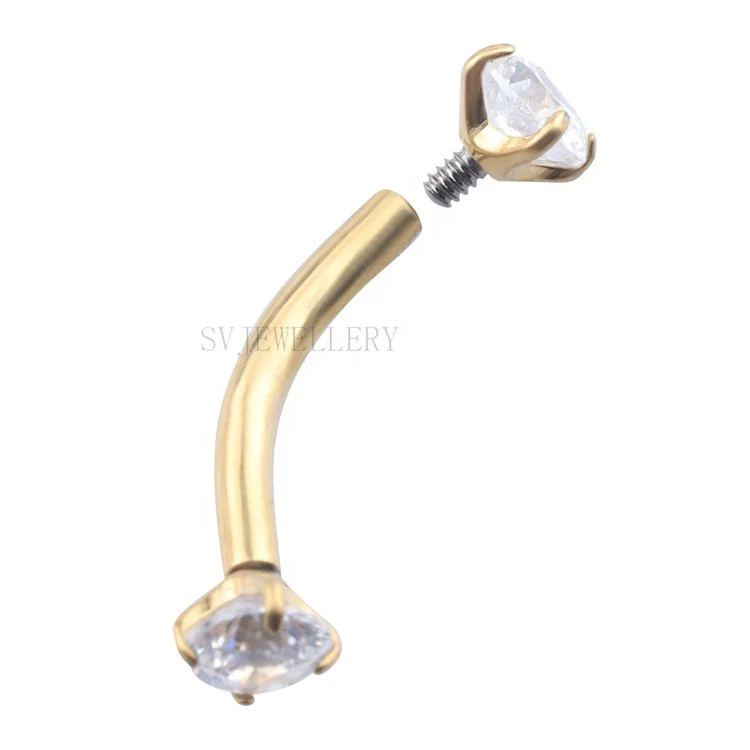 F136 Titanium Eyebrow Ring Internally Threaded Body Piercing Jewelry Mini Banana Ring Curved Barbell