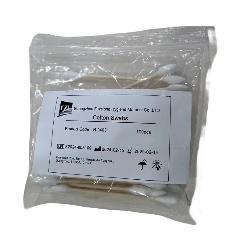 Fuzelong Medical Cotton Bud Sterile Double-ended Wooden Stick Cotton Bud Swab