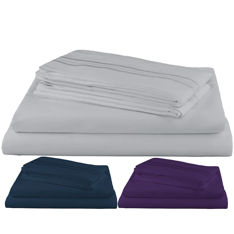 Wholesale  deep pocket 4PC  Gray Bedsheets Bed Sheet fitted sheet 100% Polyester Bedding Set