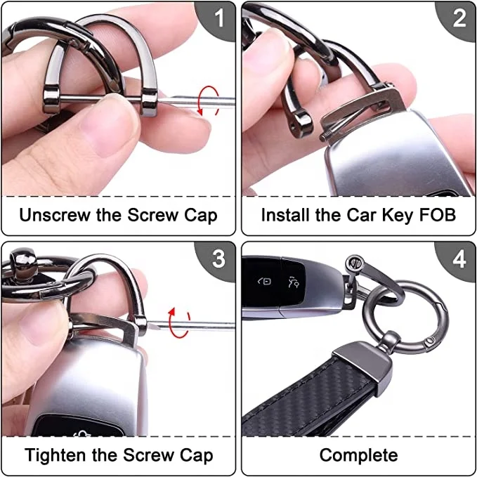 Custom Logo High Quality Luxury Craft Car Key Pendant Parts Black Microfiber Leather Western Keychain