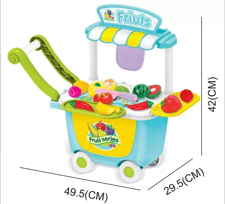 Fashion style funny plastic pretend play toys cooking tableware ice cream cart tool girl beauty set supermarket games for kids