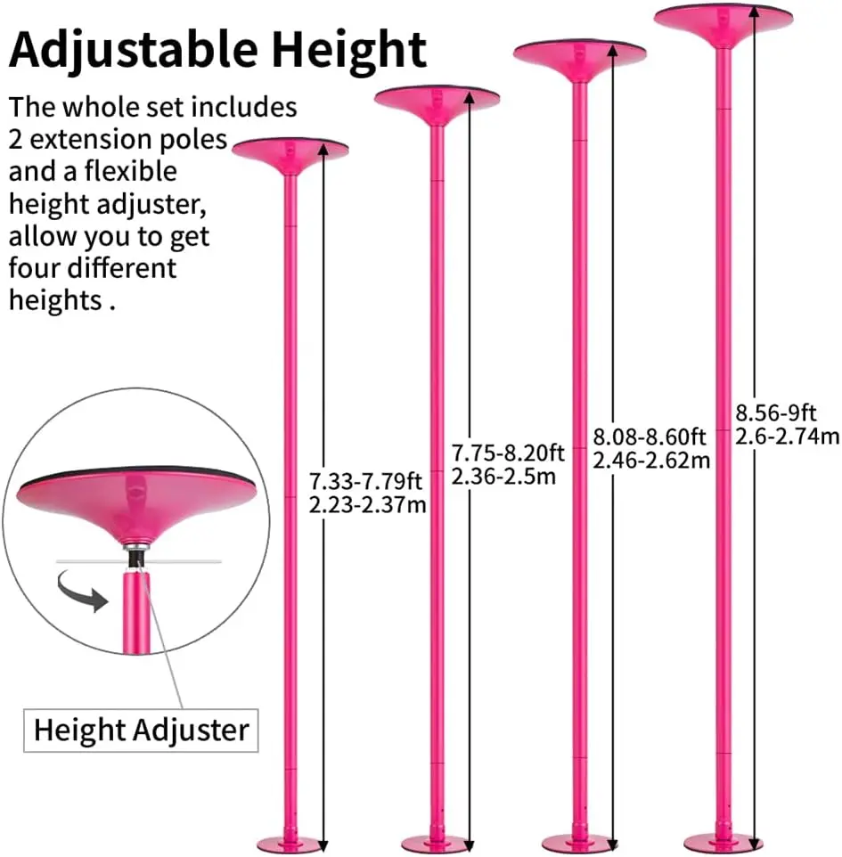 Pole Dance 45MM Portable Dancing Pole Easy To Install Adjustable Height Spin Dance Stripping Pole For Home Fitness Exercise Club