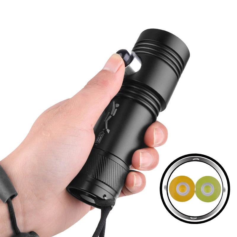3000 lumens High Power Aluminum Waterproof LED Torch 2*xhp50 Super Bright  IPX8 Diving Powerful Led Flashlight