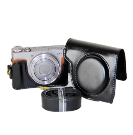 Camera Case PU Leather Cover with Shoulder Strap for Canon G9X