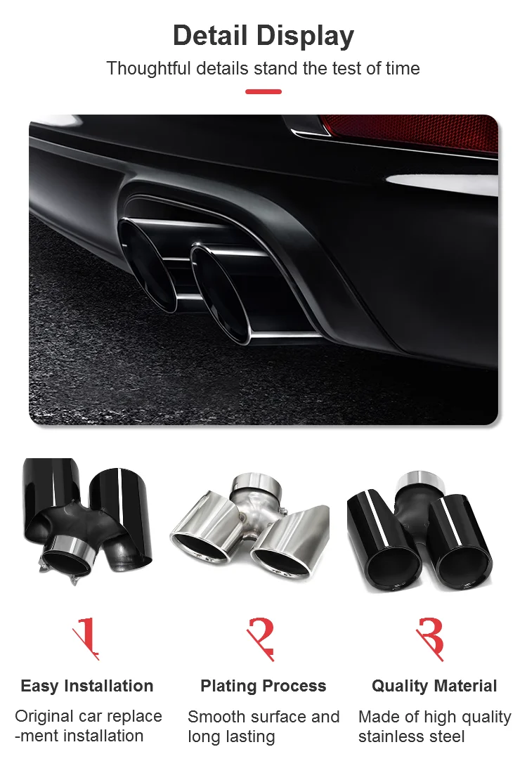 SYPES For Porsche 911 series 911.1 997 Carrera C2 C4 quad exhaust tip round nozzle 304 stainless steel turbine mufflers tip OEM