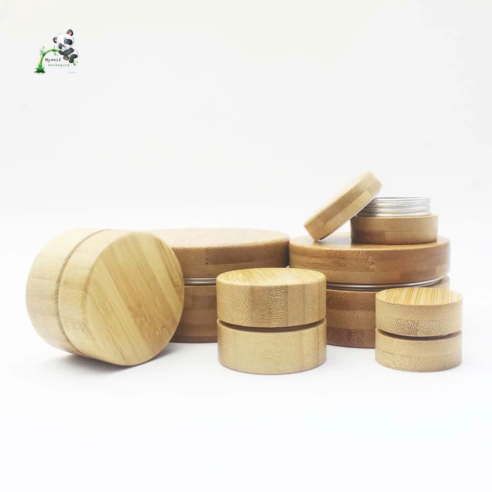 Hot Sale Luxury Cosmetic Cream Container 250g Natural bamboo aluminum jar with fast deliver ABJ--009C