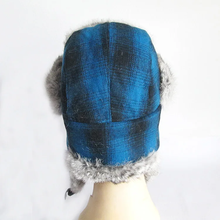 XJ Fashion Ushanka Russian Unisex Men Plain fur Warm Black Lei Feng wool Ear Flap Chin Strap Trapper Winter hat