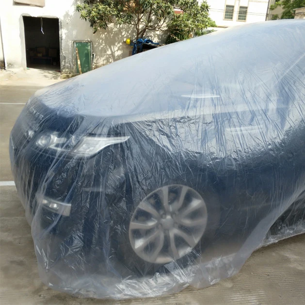 
High quality Disposable Plastic car cover PE Transparent Disposable Dustproof Water-Proof protective car covers 