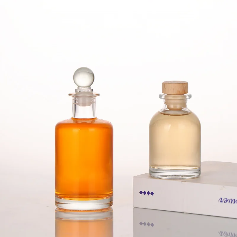 Прозрачный круглый пустой флакон 100 мл 200 250 300 стеклянная бутылка с пробкой для ликера вина виски текилы водки