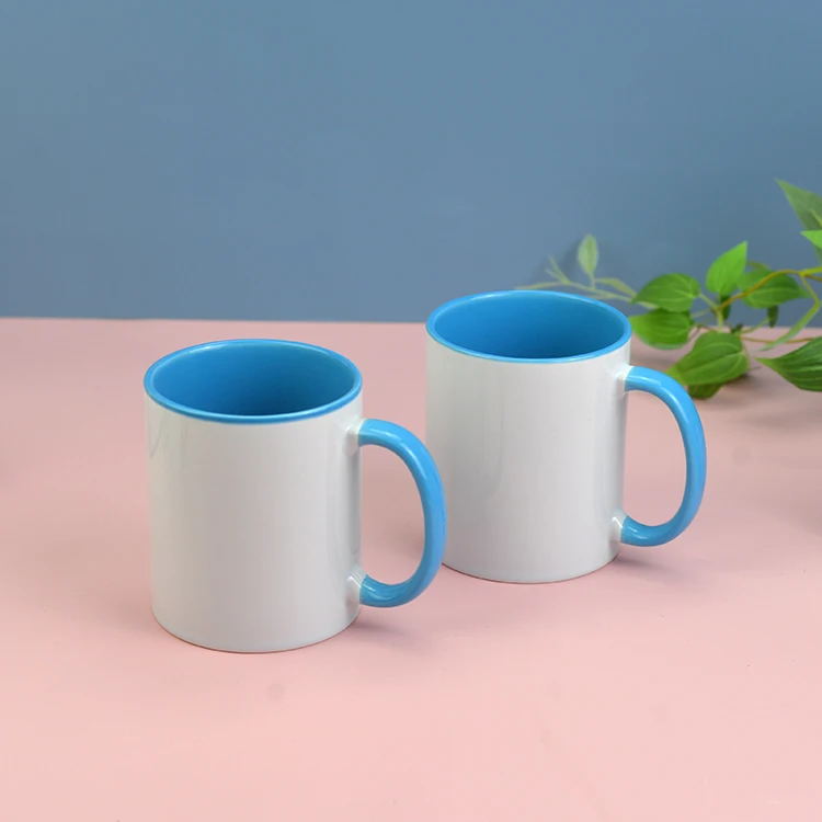 11Oz Sublimation White Ceramic Blank Porcelain Print Logo Coffee Custom Mug Color Inside