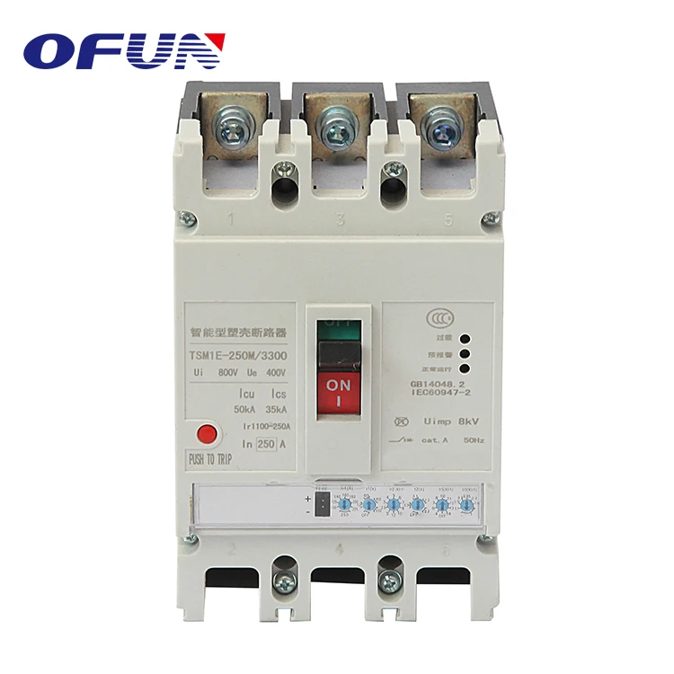 
OFUN TSM1-250 3Pole Types Electrical MCB MCCB Moulded Case Circuit Breaker 