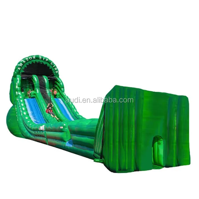 Giant Commercial PVC Tarpaulin Sports Game Inflatable Zip Line Inflatable Water Slide
